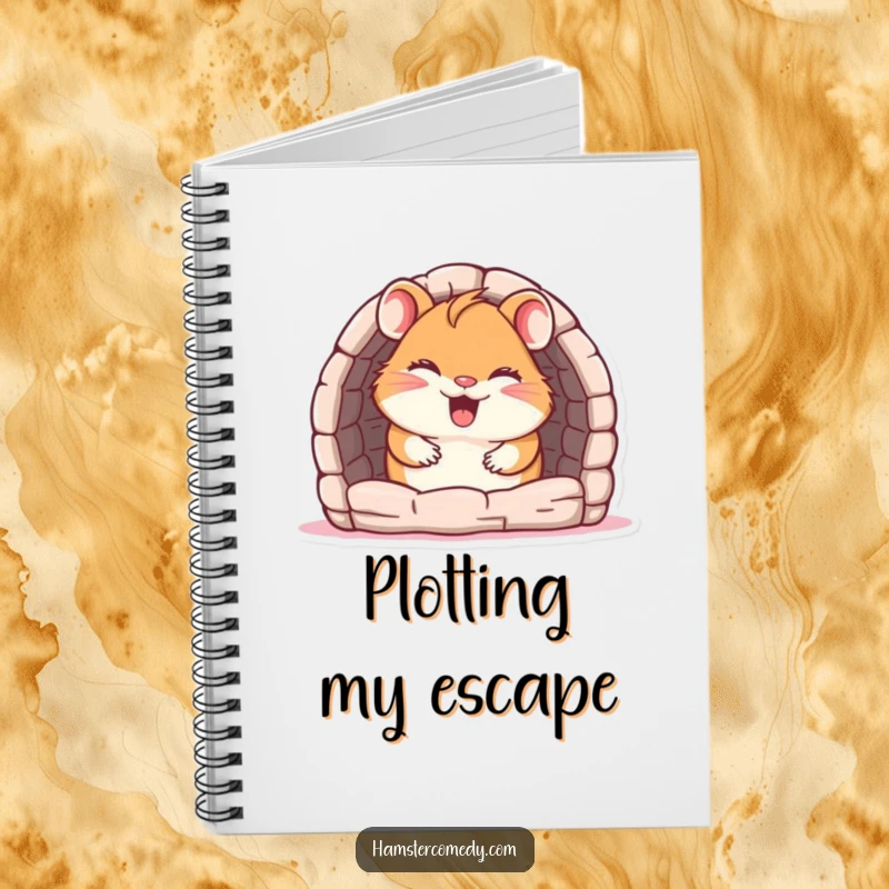 Funny Notebook: A giggling hamster peeks from a maze entrance, ready to capture your notes and ideas.