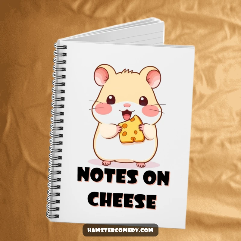 Funny Kawaii Hamster Cheese Notebook: A cute notebook cover featuring a kawaii hamster with a small piece of cheese, ideal for note-taking.