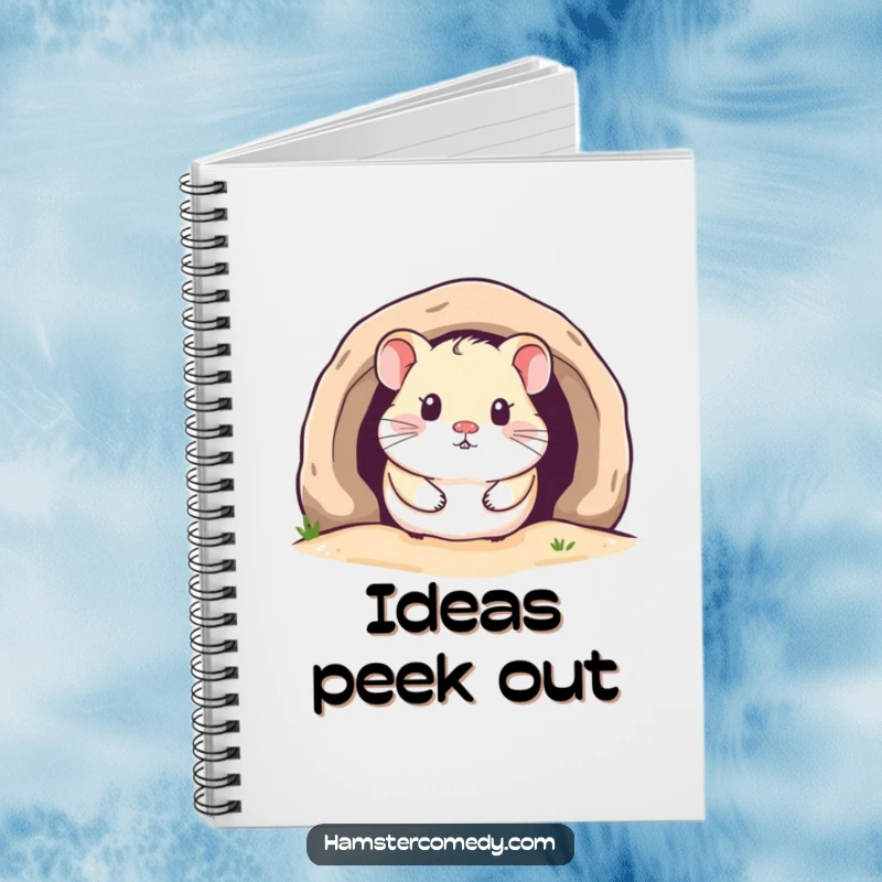Funny Kawaii Hamster Notebook with a cute hamster peeking from a cozy burrow, perfect for jotting down sweet ideas.