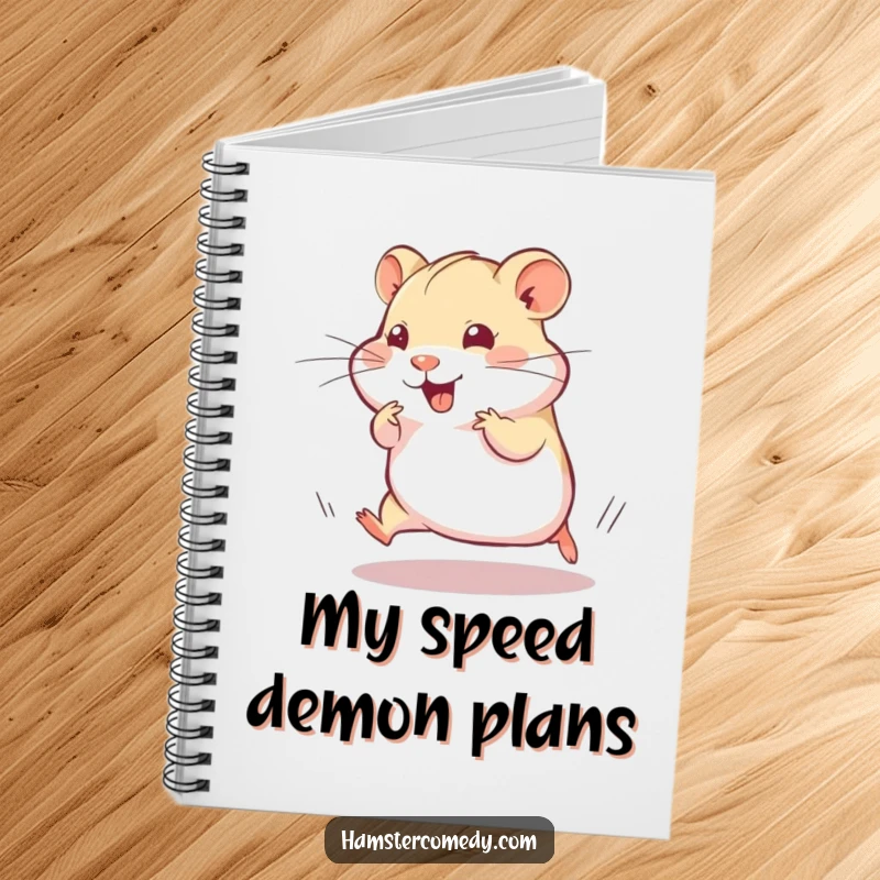 Funny Notebook: A hamster is doing a silly, speedy dash with a playful twitch, a humorous image for quick notes.