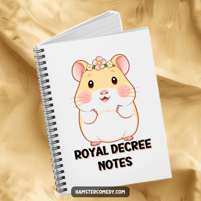 Funny Kawaii Hamster Notebook: Adorable hamster wearing a tiny flower crown, perfect for recording elegant thoughts and creative ideas.