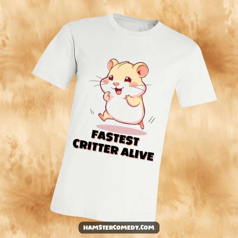 Funny T-Shirt: A hamster is depicted in a silly, speedy dash, its body a blur with a playful twitch, full of energy.