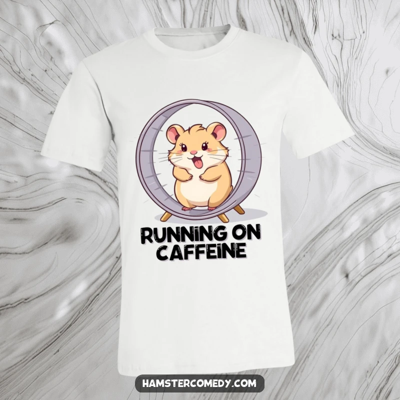 Funny hamster comically spinning in its wheel at breakneck speed, a humorous and dynamic design.
