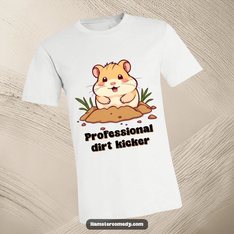 Funny T-Shirt: A determined hamster is digging furiously, paws a blur, embodying unbridled enthusiasm and a hilarious quest.