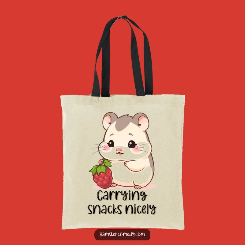 Funny Shy Hamster Berry Tote Bag: Carry Your Essentials with Sweet Humor