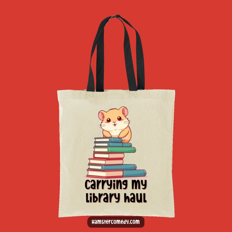 Funny Book Climbing Hamster Tote Bag: Carry Your Books & Laughs with Style