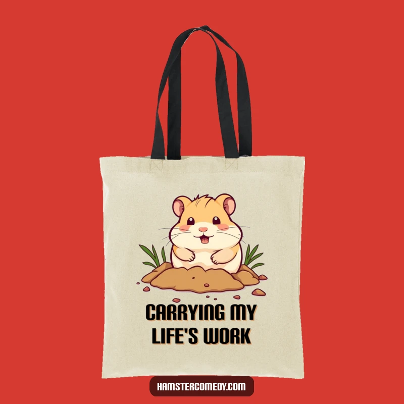 Funny Hamster Digging Tote Bag: Carry Your Essentials with This Hilarious Hamster, Perfect Funny Gift