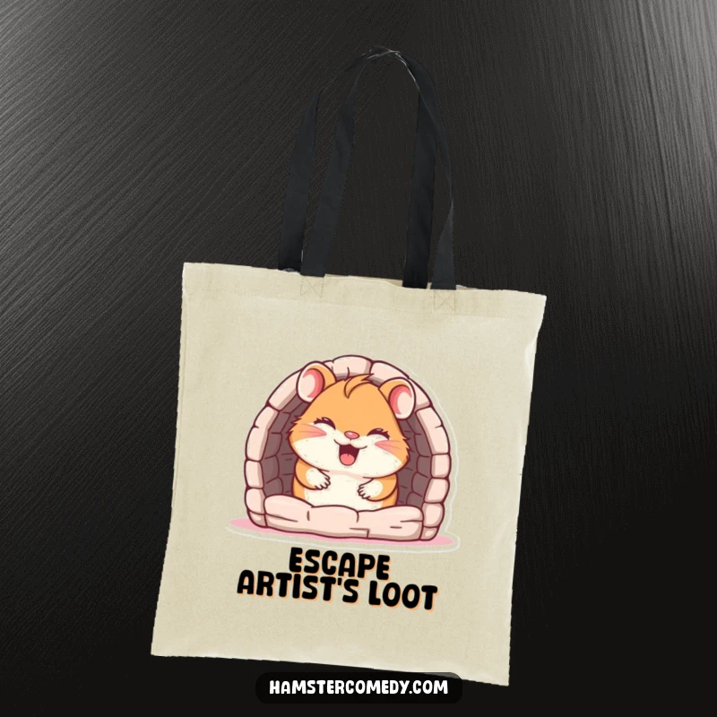 Funny Tote Bag: A giggling hamster peeks from a maze entrance, ready to carry your items with a smile.