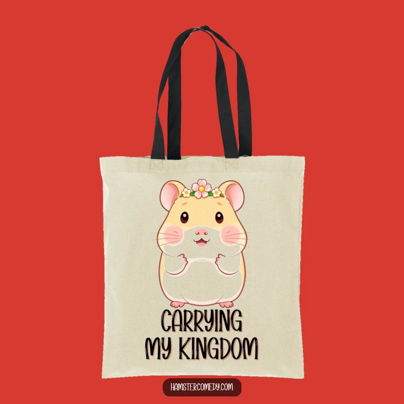Funny Kawaii Hamster Flower Crown Tote Bag - Cute Royal Amigurumi Bag Gift