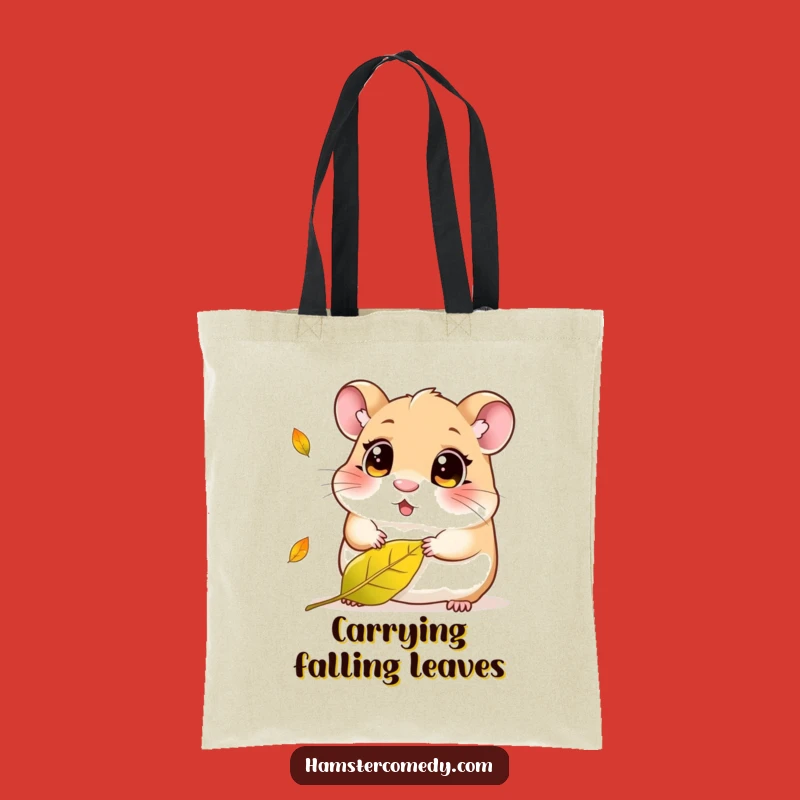 Funny Kawaii Hamster Leaf Tote Bag - Cute Curious Amigurumi Shopping Bag